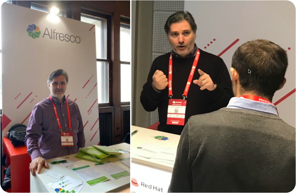 Lo stand (in fase di allestimento) di Alfresco